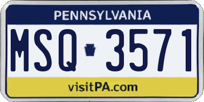 PA license plate MSQ3571