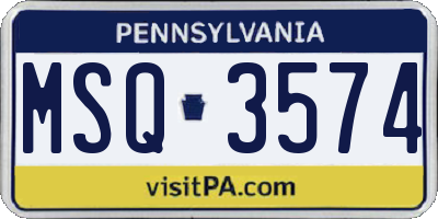 PA license plate MSQ3574