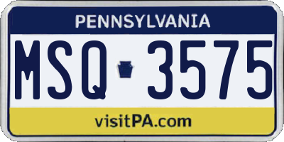 PA license plate MSQ3575