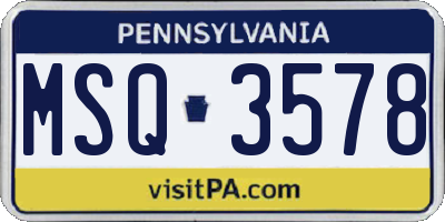 PA license plate MSQ3578