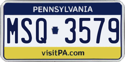 PA license plate MSQ3579