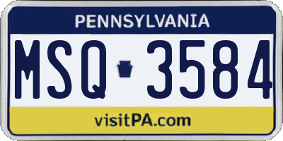 PA license plate MSQ3584