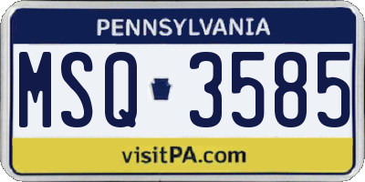 PA license plate MSQ3585