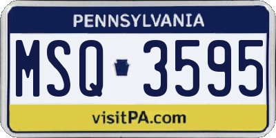 PA license plate MSQ3595
