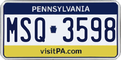 PA license plate MSQ3598