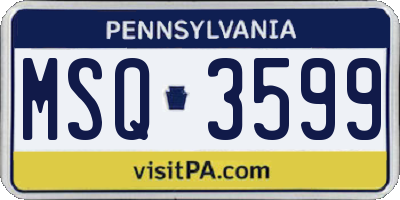 PA license plate MSQ3599