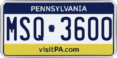 PA license plate MSQ3600