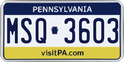 PA license plate MSQ3603