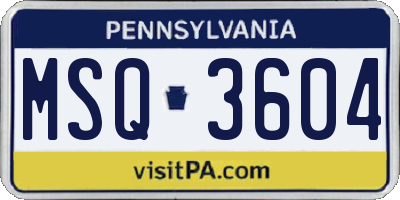 PA license plate MSQ3604
