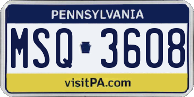 PA license plate MSQ3608