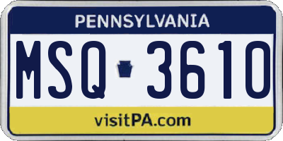 PA license plate MSQ3610