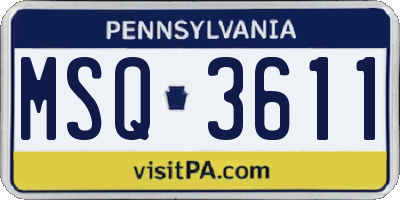 PA license plate MSQ3611