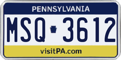 PA license plate MSQ3612