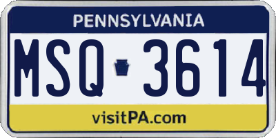 PA license plate MSQ3614