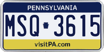 PA license plate MSQ3615