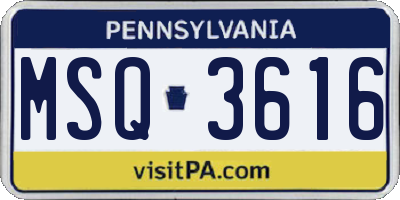 PA license plate MSQ3616