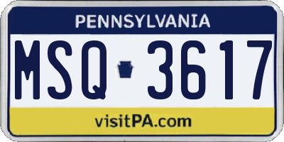PA license plate MSQ3617