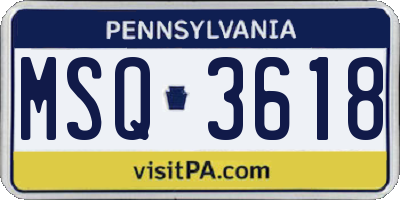 PA license plate MSQ3618