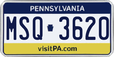 PA license plate MSQ3620
