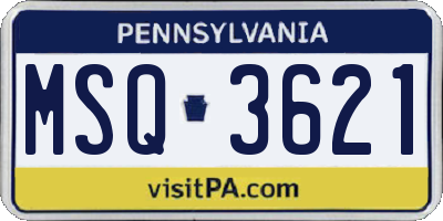 PA license plate MSQ3621