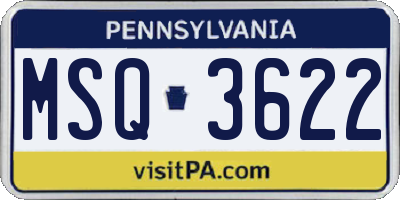 PA license plate MSQ3622