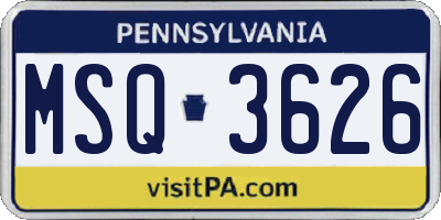 PA license plate MSQ3626