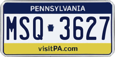 PA license plate MSQ3627