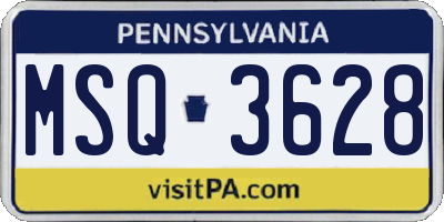 PA license plate MSQ3628