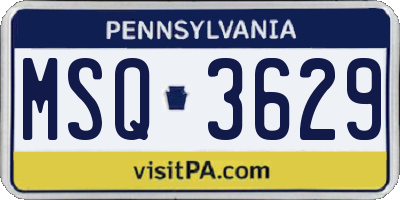 PA license plate MSQ3629