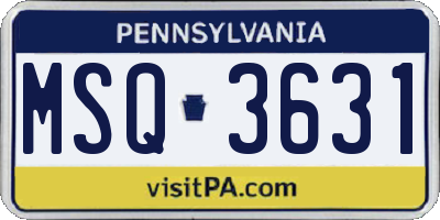 PA license plate MSQ3631