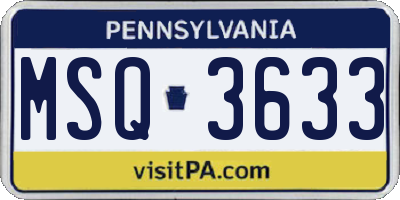 PA license plate MSQ3633