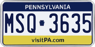 PA license plate MSQ3635
