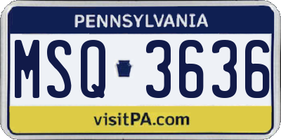 PA license plate MSQ3636