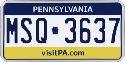 PA license plate MSQ3637