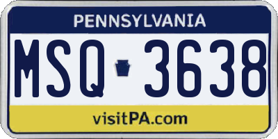 PA license plate MSQ3638