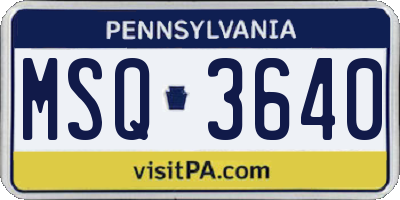 PA license plate MSQ3640