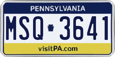 PA license plate MSQ3641