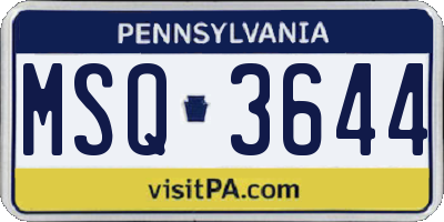 PA license plate MSQ3644
