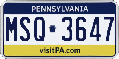 PA license plate MSQ3647