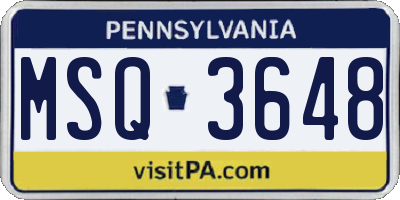 PA license plate MSQ3648