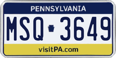 PA license plate MSQ3649