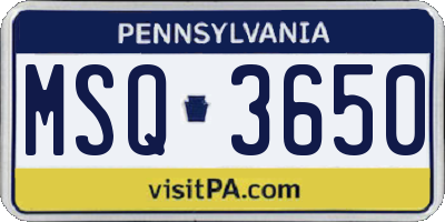 PA license plate MSQ3650