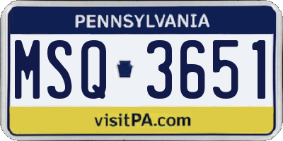 PA license plate MSQ3651