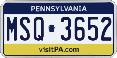 PA license plate MSQ3652