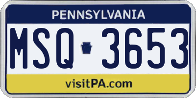 PA license plate MSQ3653