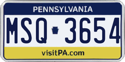 PA license plate MSQ3654