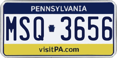 PA license plate MSQ3656