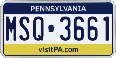 PA license plate MSQ3661