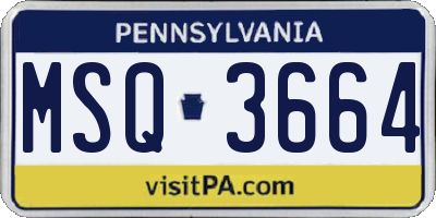 PA license plate MSQ3664