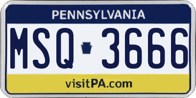 PA license plate MSQ3666